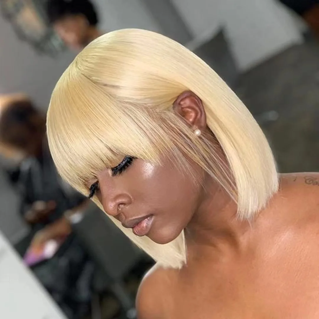 Cheap Peruvian 613 Blonde Colored Bob Wig,Raw Virgin Transparent Hd Full Lace Human Hair Wig,100% Bob Wig Human Hair Lace Front