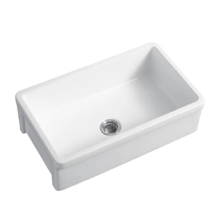 WL3220C Fireclay Farmhouse Sink  White Front Single Bowl Deep Drop In Kitchen Sink Single bowl Farm Sink With Two Kinds Apron