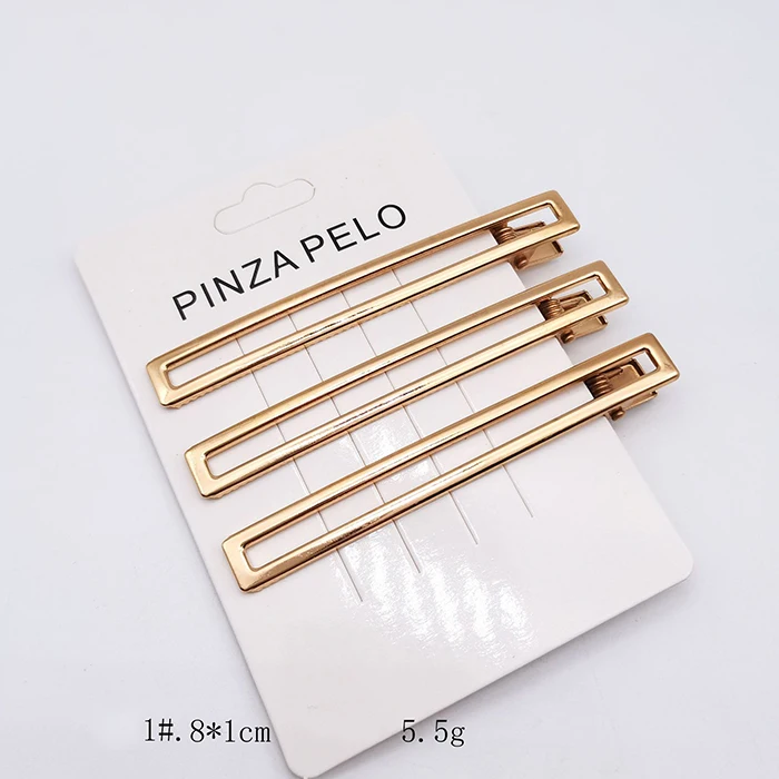 Wholesale Blank Plain Gold Metal Hair Clips Custom Soft Hard Enamel Logo
