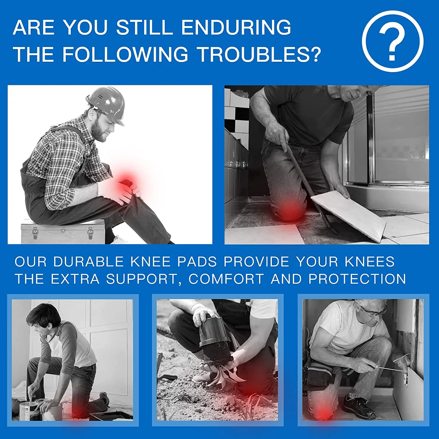 Stable Knee Pads for Work, Gel Knee Pads Heavy Duty Non-skid Flooring Industrial Knee Pads