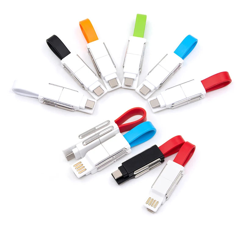 Corporate Promotional Gift items Mini Travel Multi 3A USB Data Universal Keychain 4 in 1 Magnetic Charging Cable