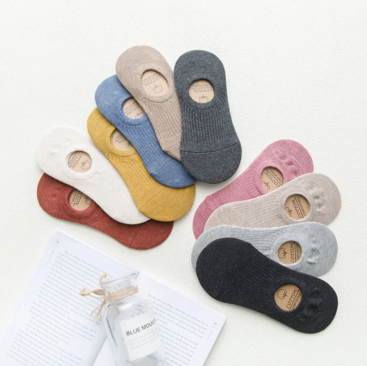 Summer Anti-slip cotton no show ankle socks for women