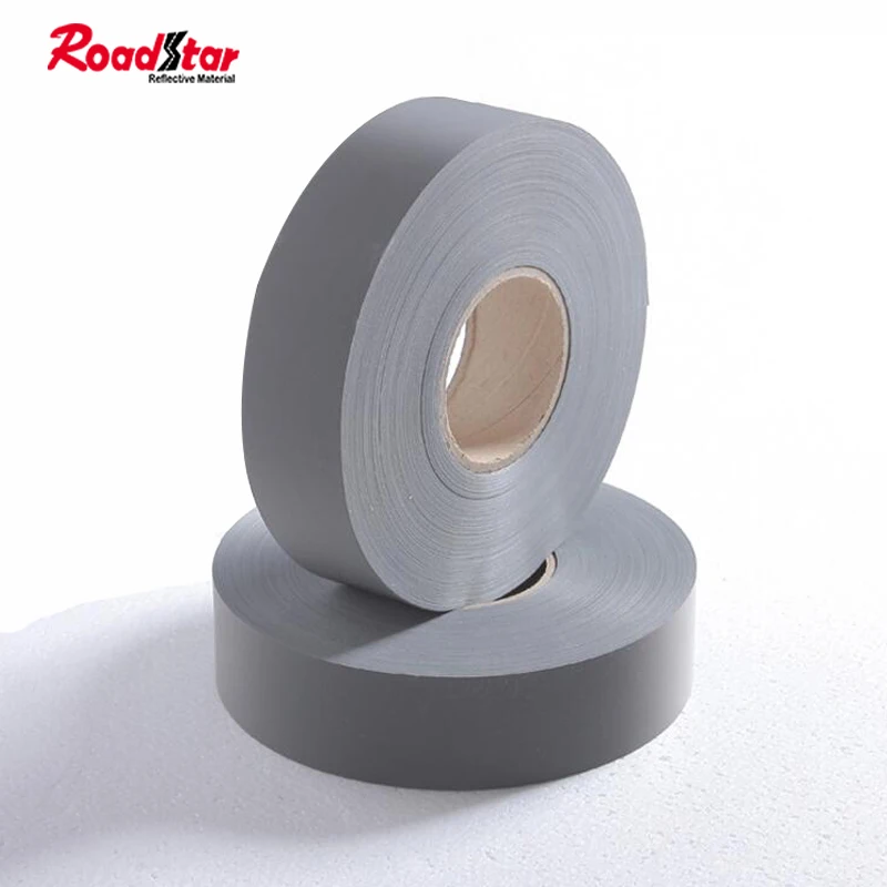 Grey High Intensity 100% Polyester Reflective Tape Retro Reflective Fabric Reflective Strips For Clothing