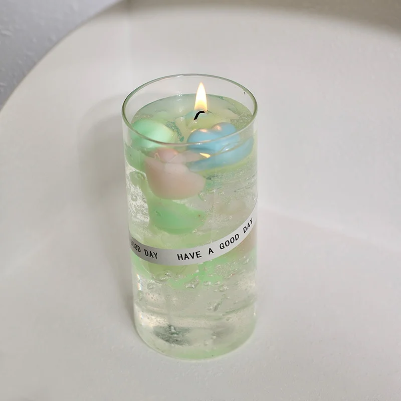 Creative Jelly Gel Wax Heart Bear Scented Candles With Glass Jar Bubble Coloful  Scented Candles For Wedding Gifts