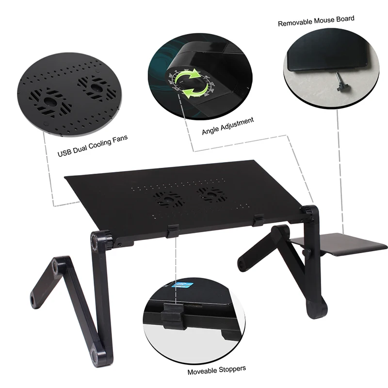 Home Household Indoor Bedroom Stand Bed  Aluminium Alloy Computer Laptop Desk