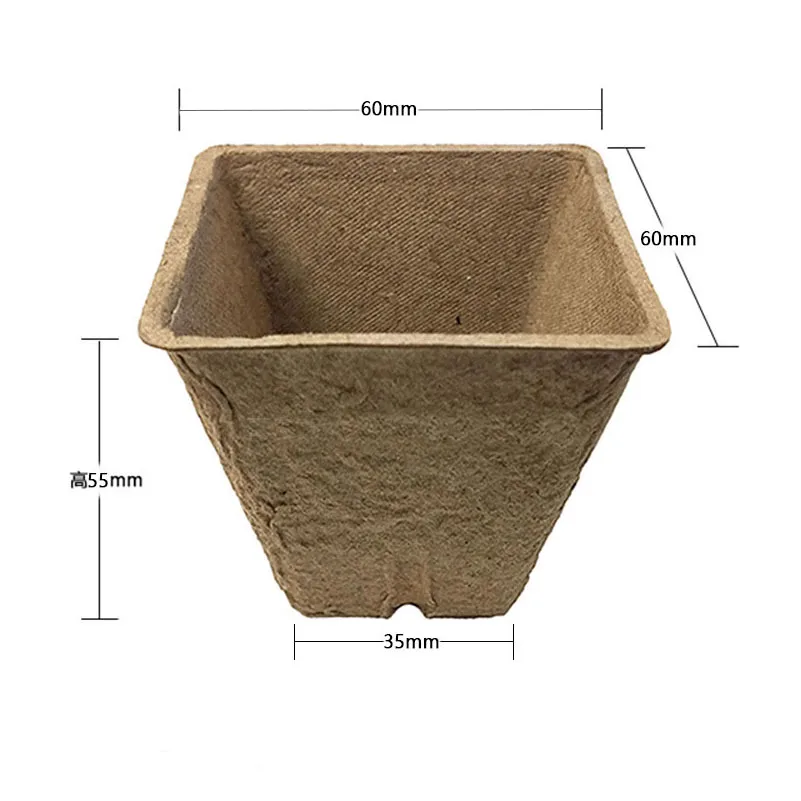 6 cm Square wholesale 100% Organic eco friendly Biodegradable Flower Seed Starter Peat Pots for seedlings
