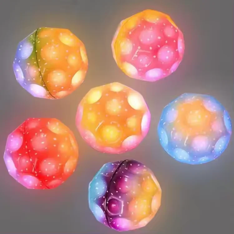 Wholesale Ultra high bounce ball Space ball improves hand-eye coordination for easy grip and grip LED Moon space ball