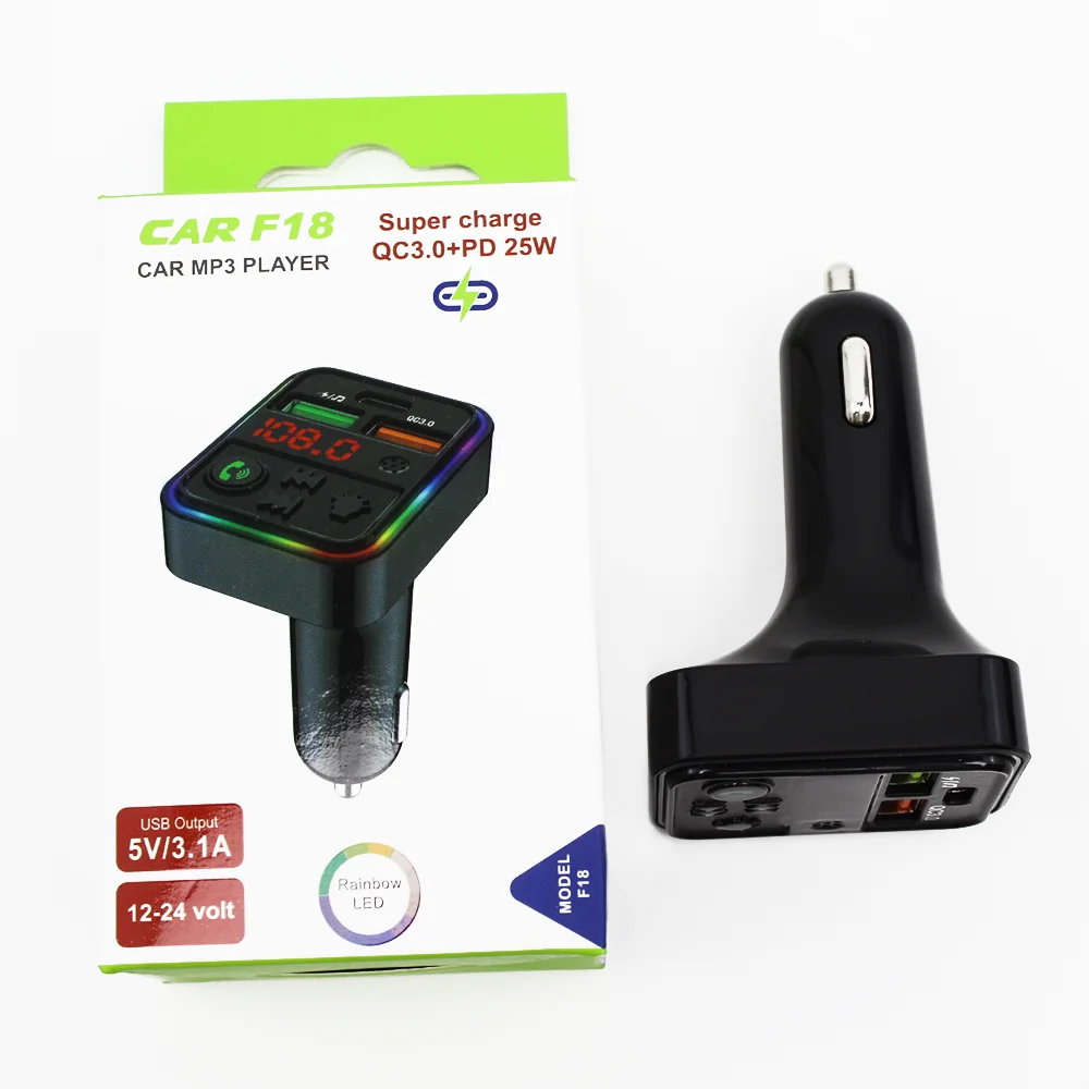 Car Bluetooth FM Transmitter QC3.0 Fast Charging Car MP3 Player FM Transmitter Radio For Car