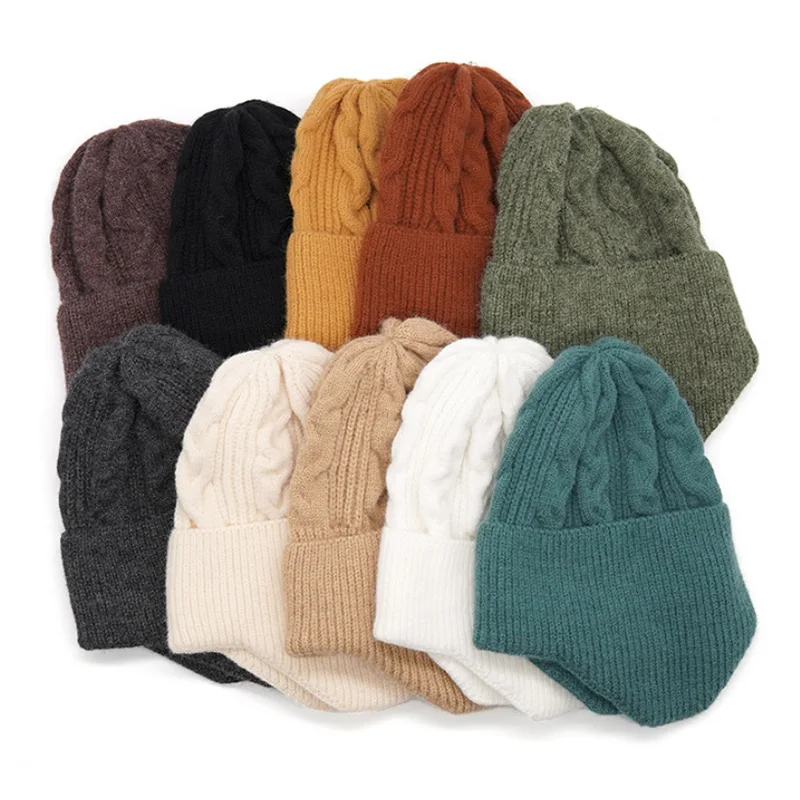 Warm Winter Hat Knit Earflaps Soft Warm Ear Protection Knitted Beanie Hats with Ears
