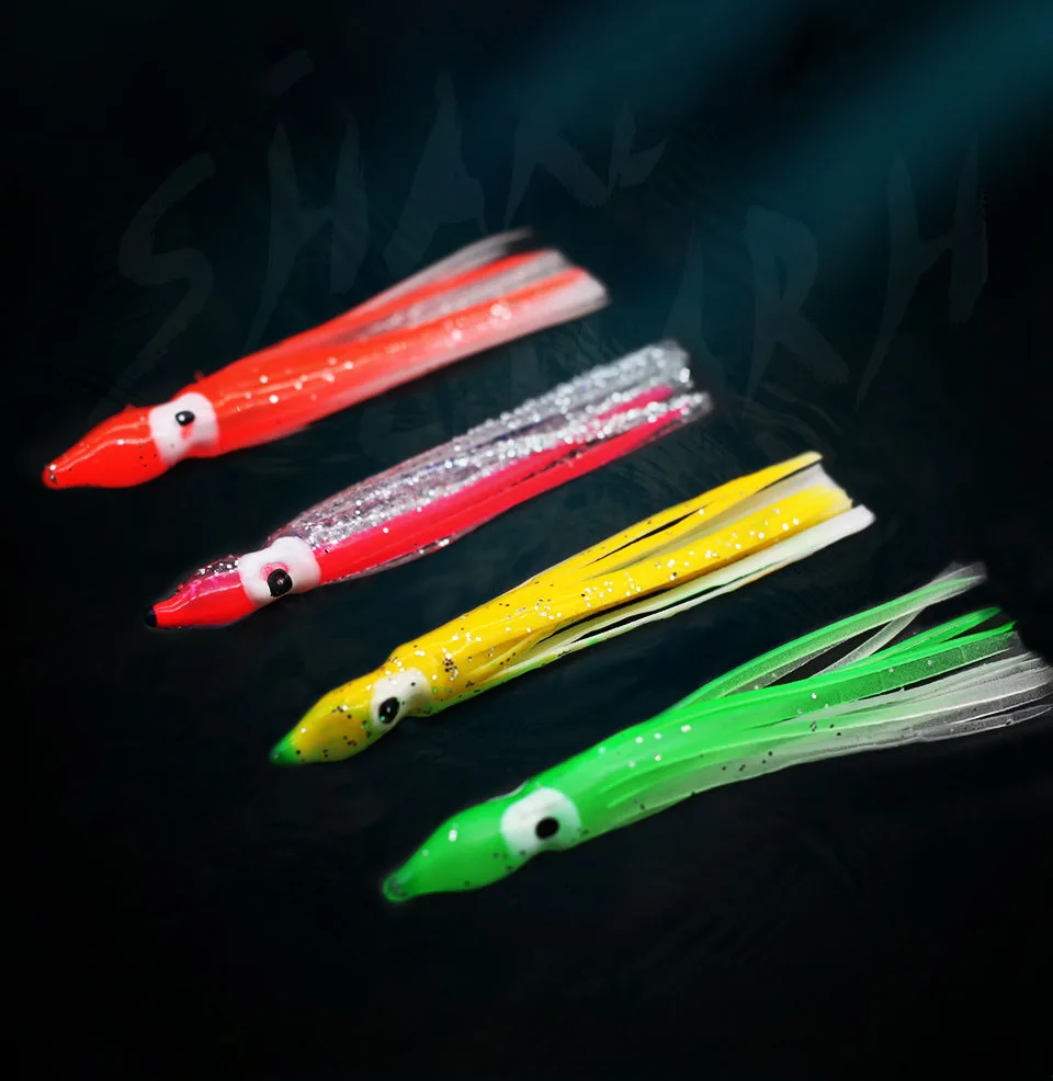 Fishing Squid Skirts Glow Soft Lures Luminous Octopus Skirts Trolling Lure Soft Fishing Bait for Bass Salmon Trout 11cm/4.33in