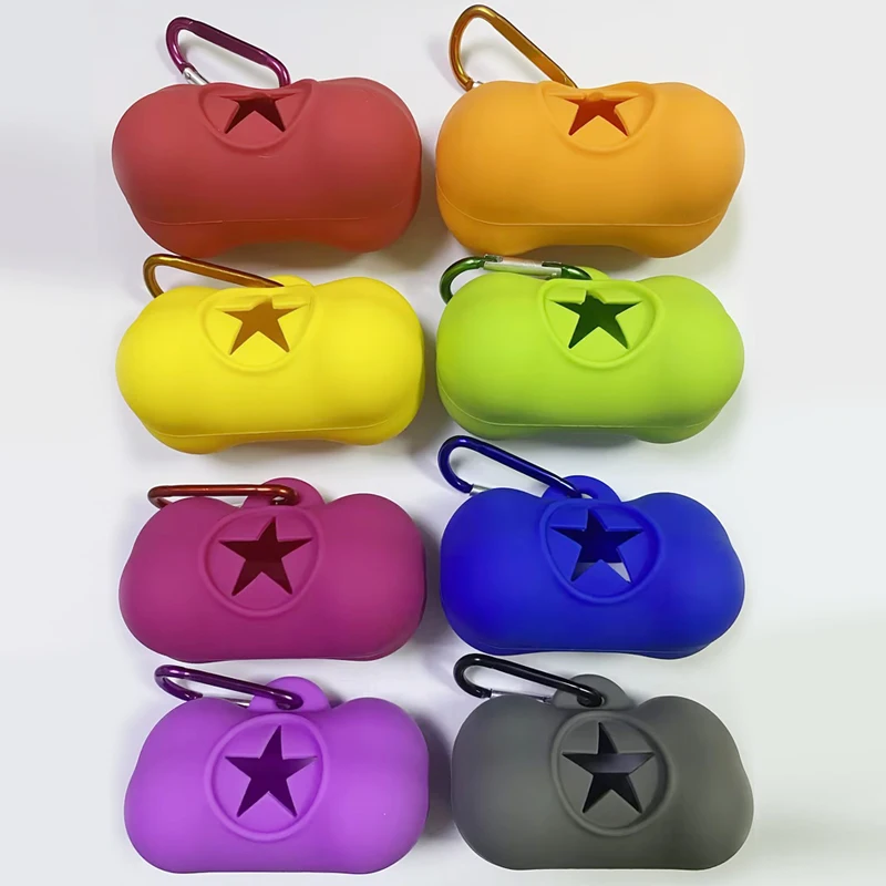 Luxury Customised Logo Waterproof Pet Silicone Dog Waste Bags Dispenser Case Poop Poo Bag Holder with Hands Free Holder