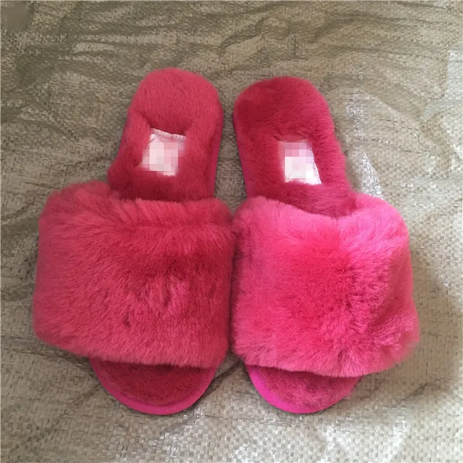 Sheepskin Designer slippers slides home slippers for women