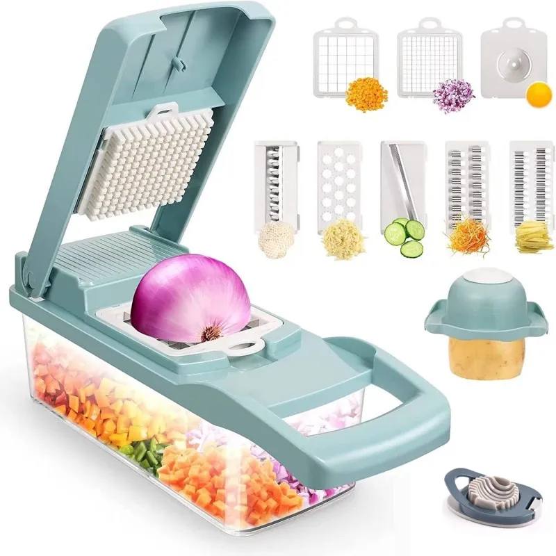 2023 New 15 in 1 vegetable chopper multifunctional all in one kitchen manual stainless steel slicer practical vegetable cutter
