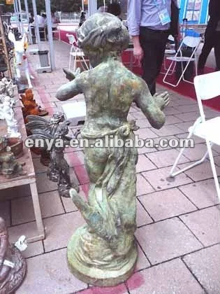 Large Metal Casting Outdoor Lawn Ornaments Angel Cherub Sculptures With Butterfly Garden Figure Statues