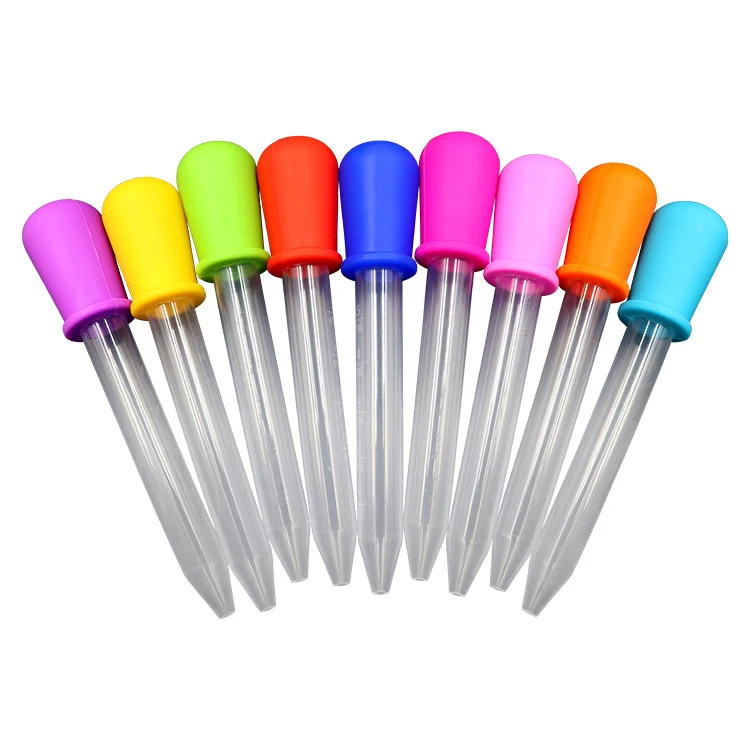 5ml Food Grade Silicone Plastic Pipettes Droppers Candy Color Silicone Liquid Droppers