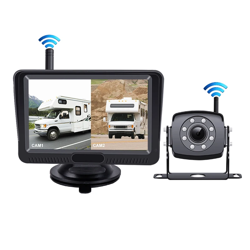 Автомобиль Универсальный 5 дюймовый монитор парковки системы комплект беспроводная камера заднего вида Беспроводная реверсивная камера заднего вида для автомобиля на колесах