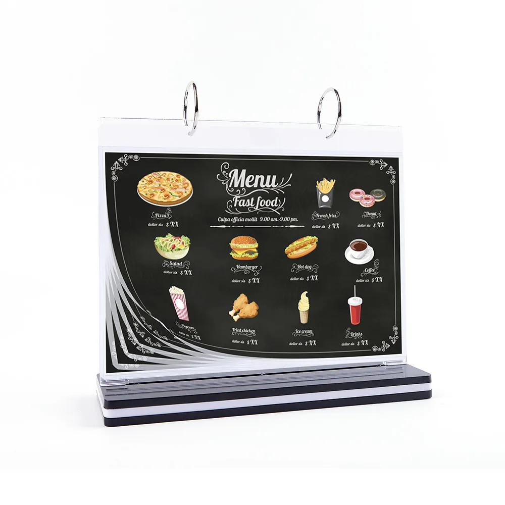 A5 Vertical Acrylic Sign Stand, T-Shaped Double-Sided Card Display Stand, Horizontal Flipping Binder Menu Sign Holder K-6104
