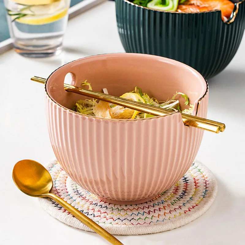 Wholesale Creative Light Luxury Instant Noodle Bowl Ramen Ceramic Bowl