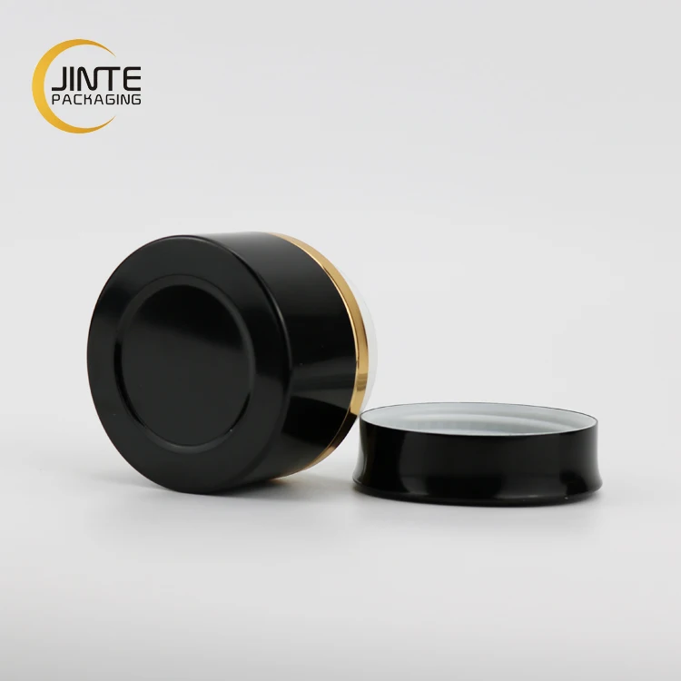 Empty Black Cosmetic Packaging Aluminum Jars With Inside PP Jar For Nail Gel