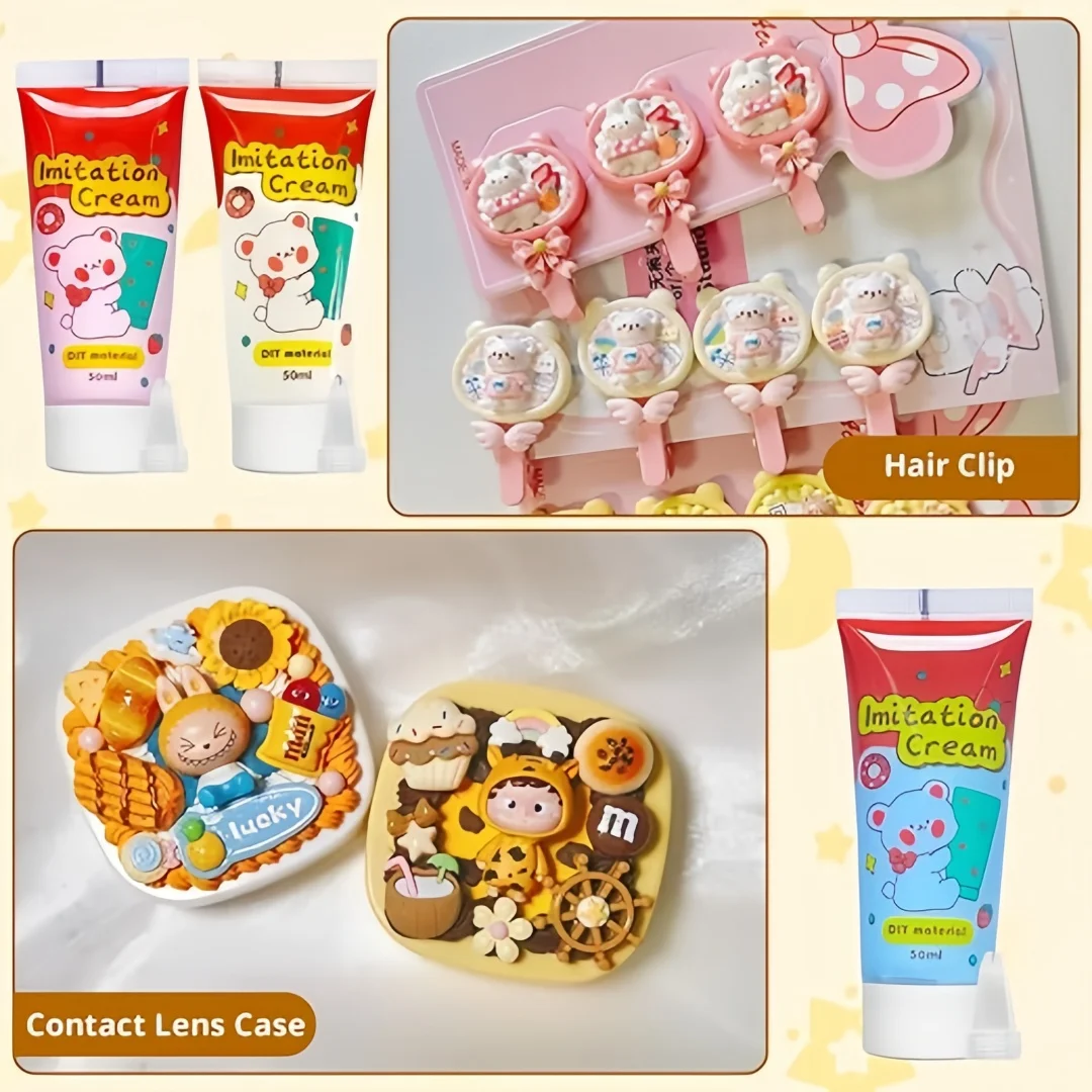 50ml Simulation Cream Adhesive Gel DIY  Whipped Cake Glue Handmade Phone Case Mirror Jewelry Accessories Playdough Slime