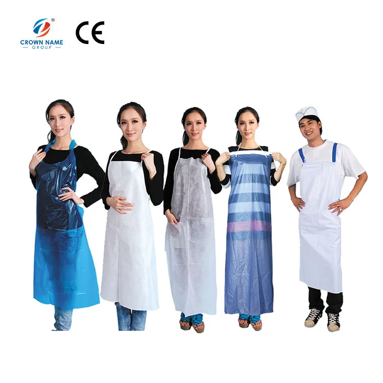 Hight quality white blue waterproof medical plastic PVC apron disposable PE apron