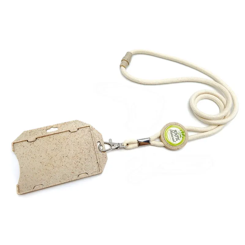 Natural Earth-Friendly Cotton round cord Lanyard with Safety Breakaway & ID card holder
