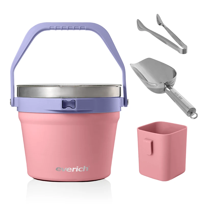 7L Stainless Steel Ice Bucket: Cooler with Lid and Storage Compartment