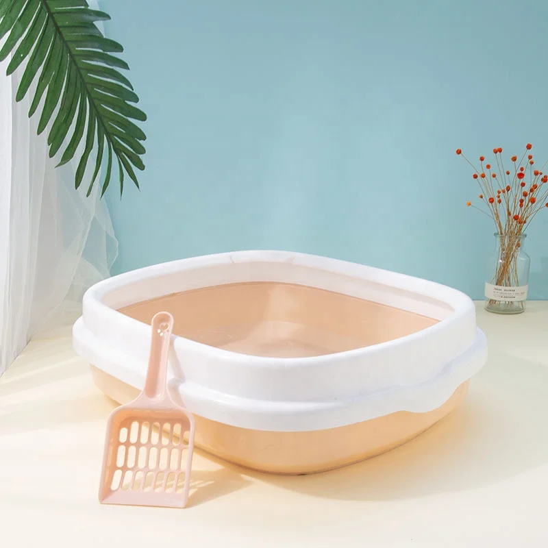 Amazon Hot Selling Semi Hidden Customized Large Square Cat Litter Box Toilet Box Trays Free Cat Litter Spoon