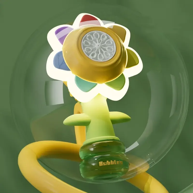 DF Newest dancing swing sunflower bubbl Machine Electric Dancing Maker Sunflower Toy outdoor soap bubble