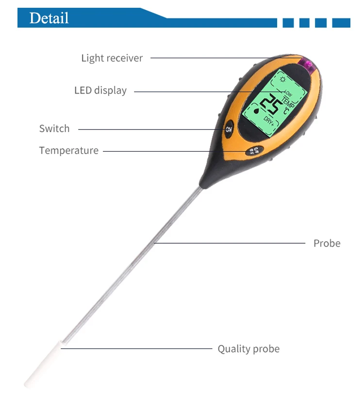 China Factory Wholesale Soil 4 in 1 Digital pH Meters Portable Pen Type pH Sensor pH Tester for Flower Gardening Cultivation