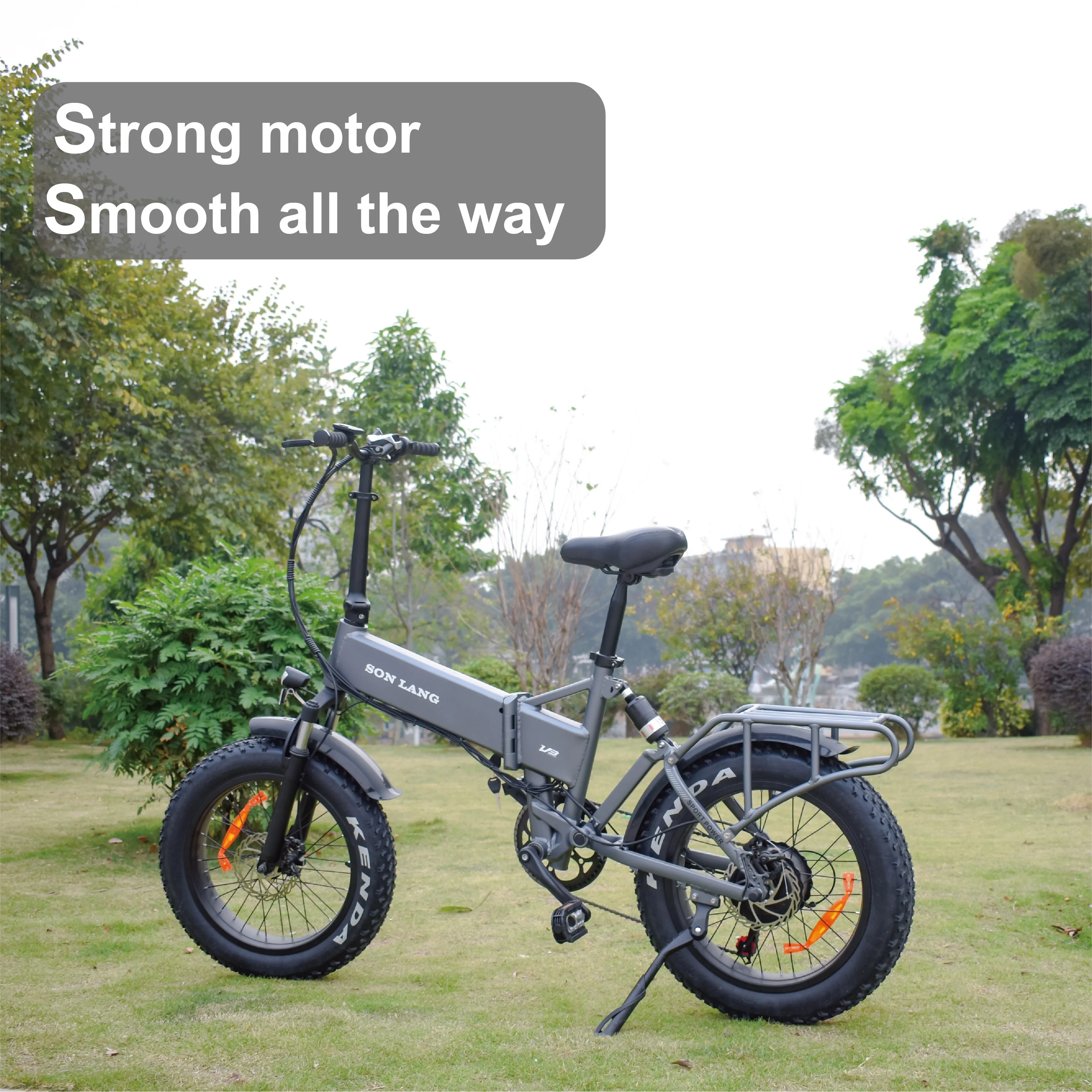 SONGLANG Electric Mountain Bike 48V Fat Tire Electric Bike Mid Drive 6 Speed Folding E Bike 1000W Powerful Electric Bicycle