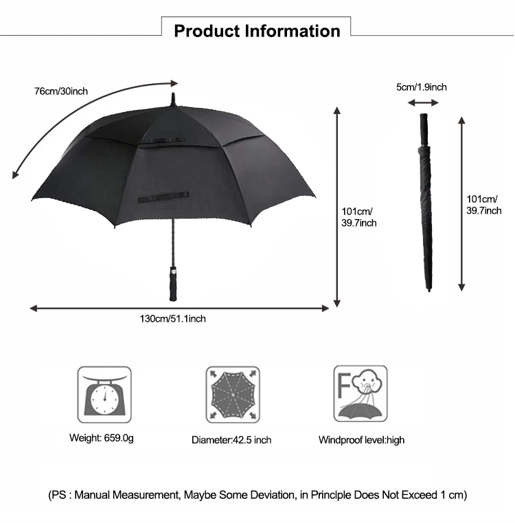 Promotional Manufacture Cheap Factory Suppliers Auto Open Golf Umbrella with Logo Printing Custom Stick Straight for the Rain