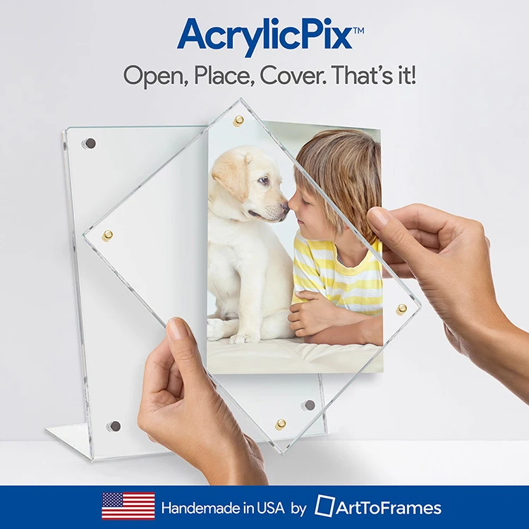 8.5 x 11 Inch Acrylic Magnetic Photo Frame Lucite  Acrylic Block Photo Frame Transparent Plexiglass luxury photo frame