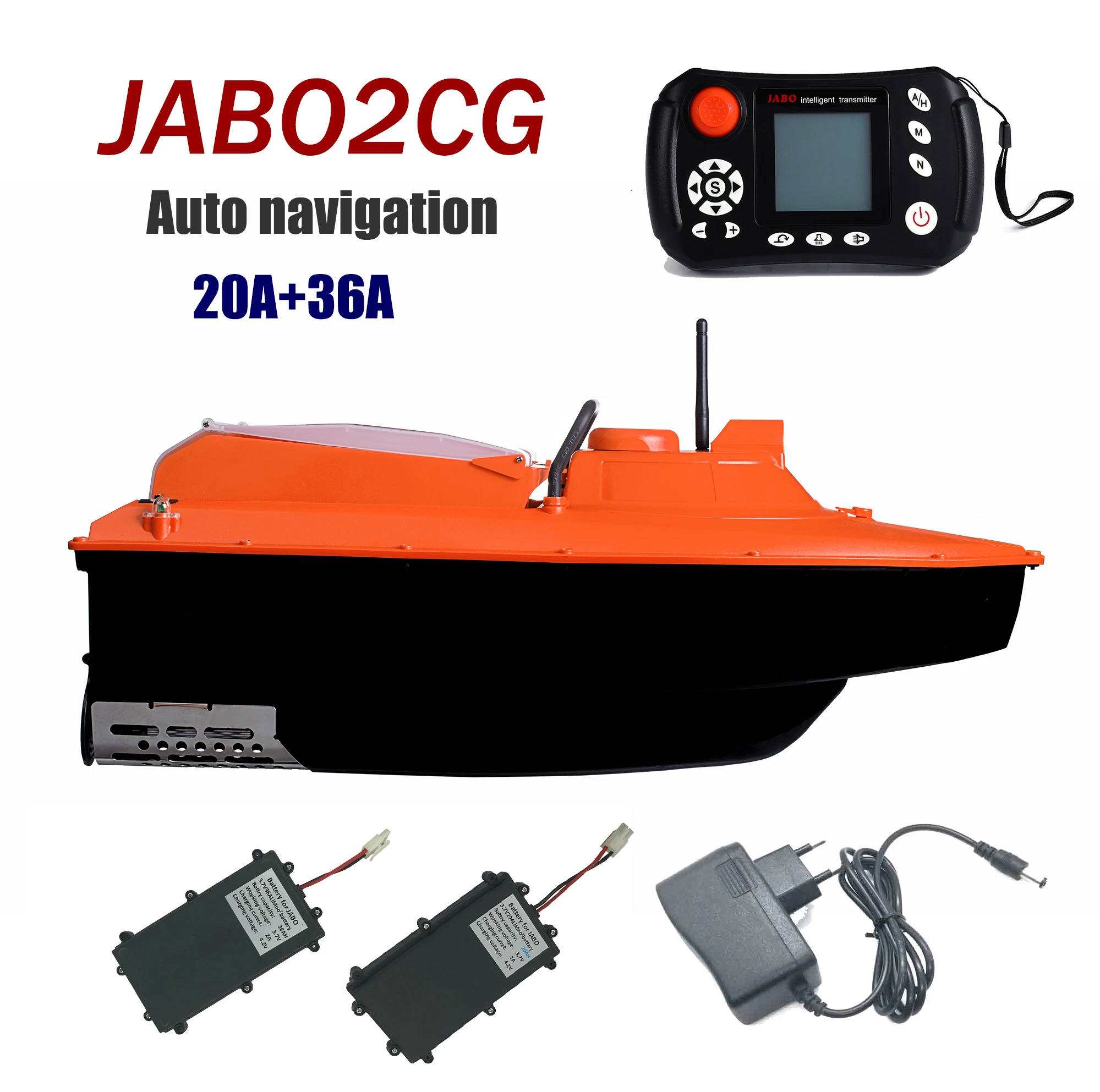
JABO bait boat 2CG-20A+36A Orange GPS Auto Navigation Fish Finder Auto baiting robot German warehouse delivery 