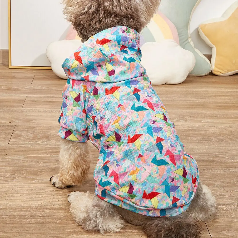 2022 new pet clothes geometric print pet hoodie dog and cat clothes wholesale