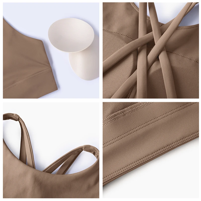 Fitness Vest Removable Chest Pad GYM Sports Bra for Women High Support Back Cross Yoga Underwear Breathable Quick Dry Tank Top