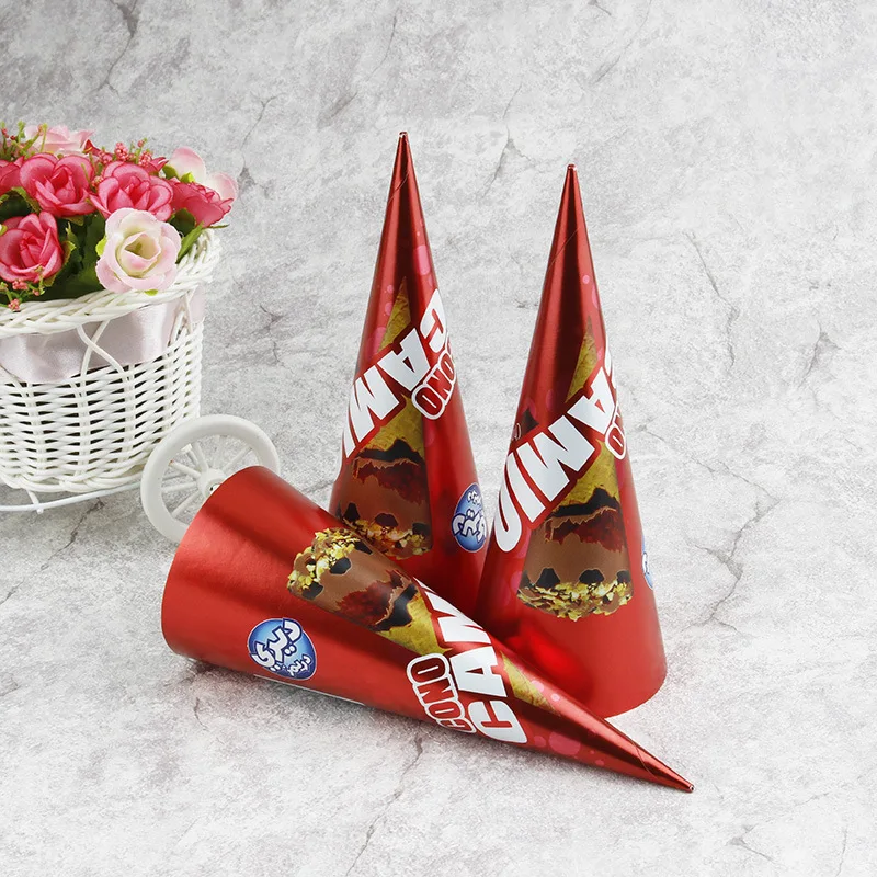 printed aluminum Foil Paper Wrapper Holder Ice Cream Cone Sleeve 18 22 Degree Disposable Rolled for Pizza Dessert Mold