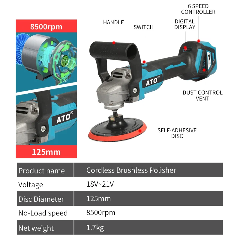 ATO A8421 power force power tools Li-ion Battery cordless drill 1500mah ROHS cordless car buffer polisher portable