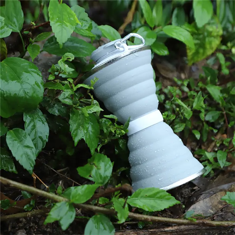 500ml BPA Free Outdoors Folding Reusable Collapsible Sports Foldable Silicone Water Bottle