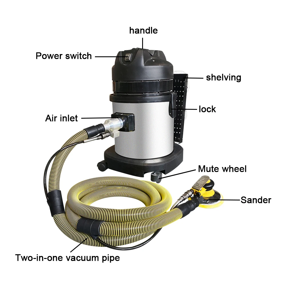 Dust free sanding machine with orbit sander vacuum hose and air sander pad