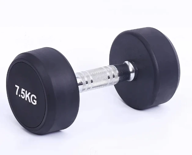 Shandong Factory Professional Manufacture Cheap Solid Cast Iron Round Rubber Dumbbell For Sale