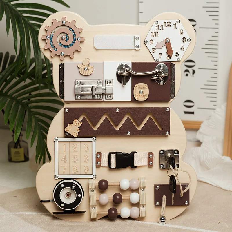 Toddlers busy board autism toys activity toddlers board educational learning toys wooden sensory toys montessori