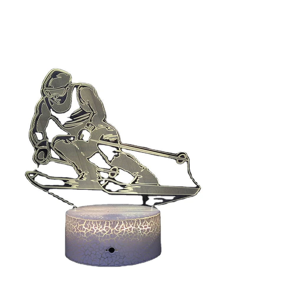 Custom Ice Hockey Shape Lamp 3D Printed Light Creative Gift 7/16 Remote Control Colors  Night Light For Kindergarten