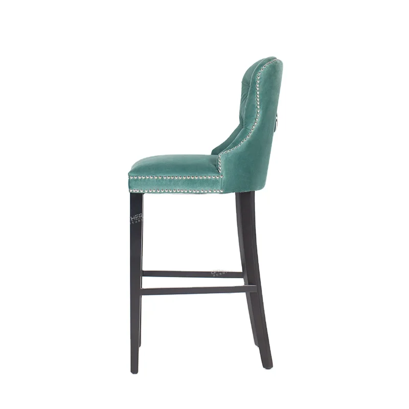 Wholesale market in mumbai Elegant Fabric bar chairs with backs green velvet high chair