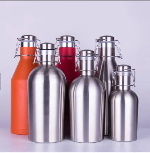 Wholesale Huge Capacity Large Double Wall 1L 1.5L 2 L   Vacuum Insulated 18/8 Stainless Steel Beer Glower Stainless Steel Flask