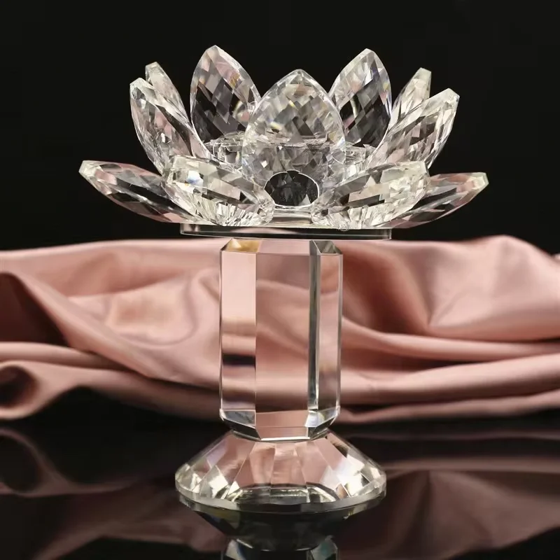 Lotus shaped crystal tealight candle holders for wedding use