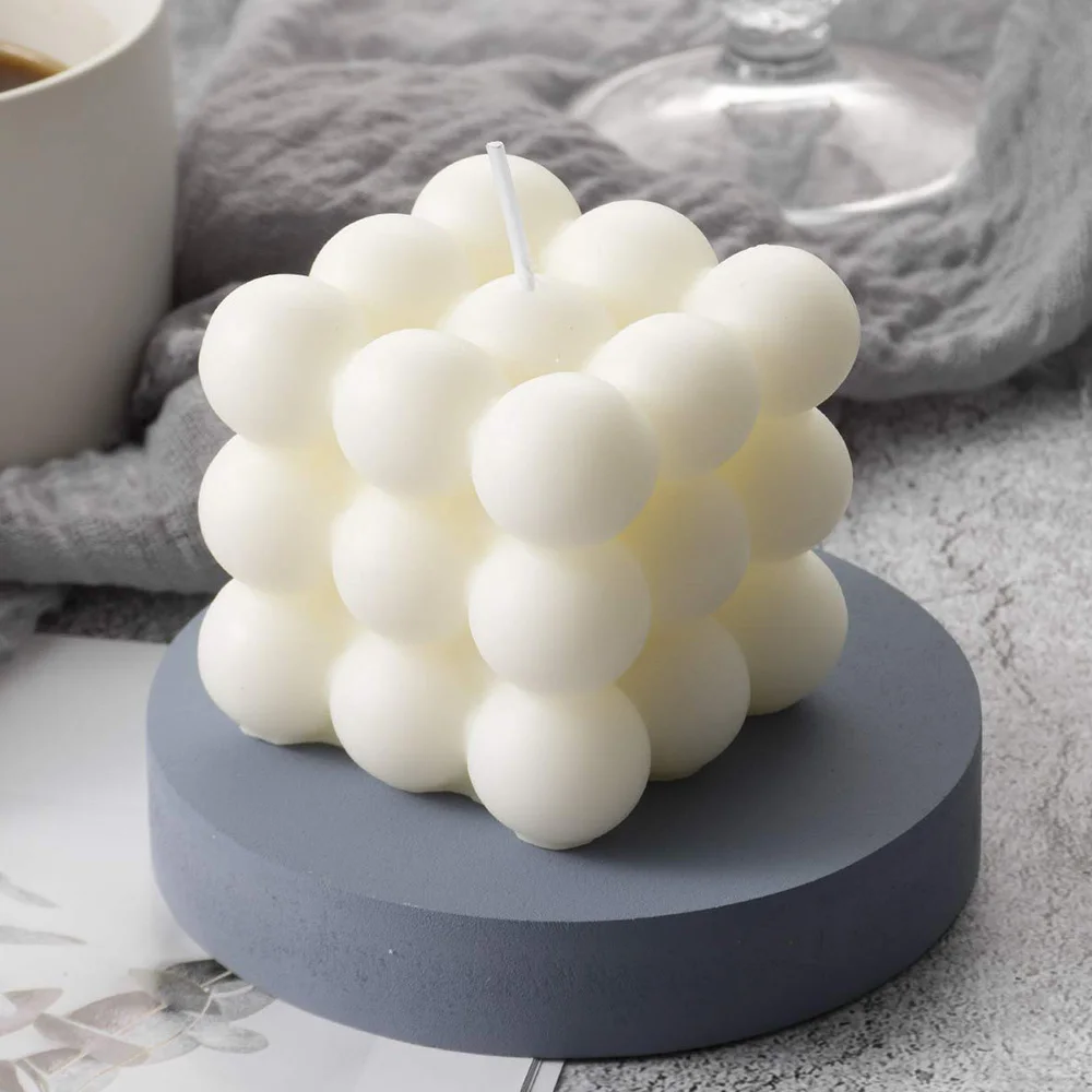 High quality delicate cube scented soy wax paraffin bubble candle