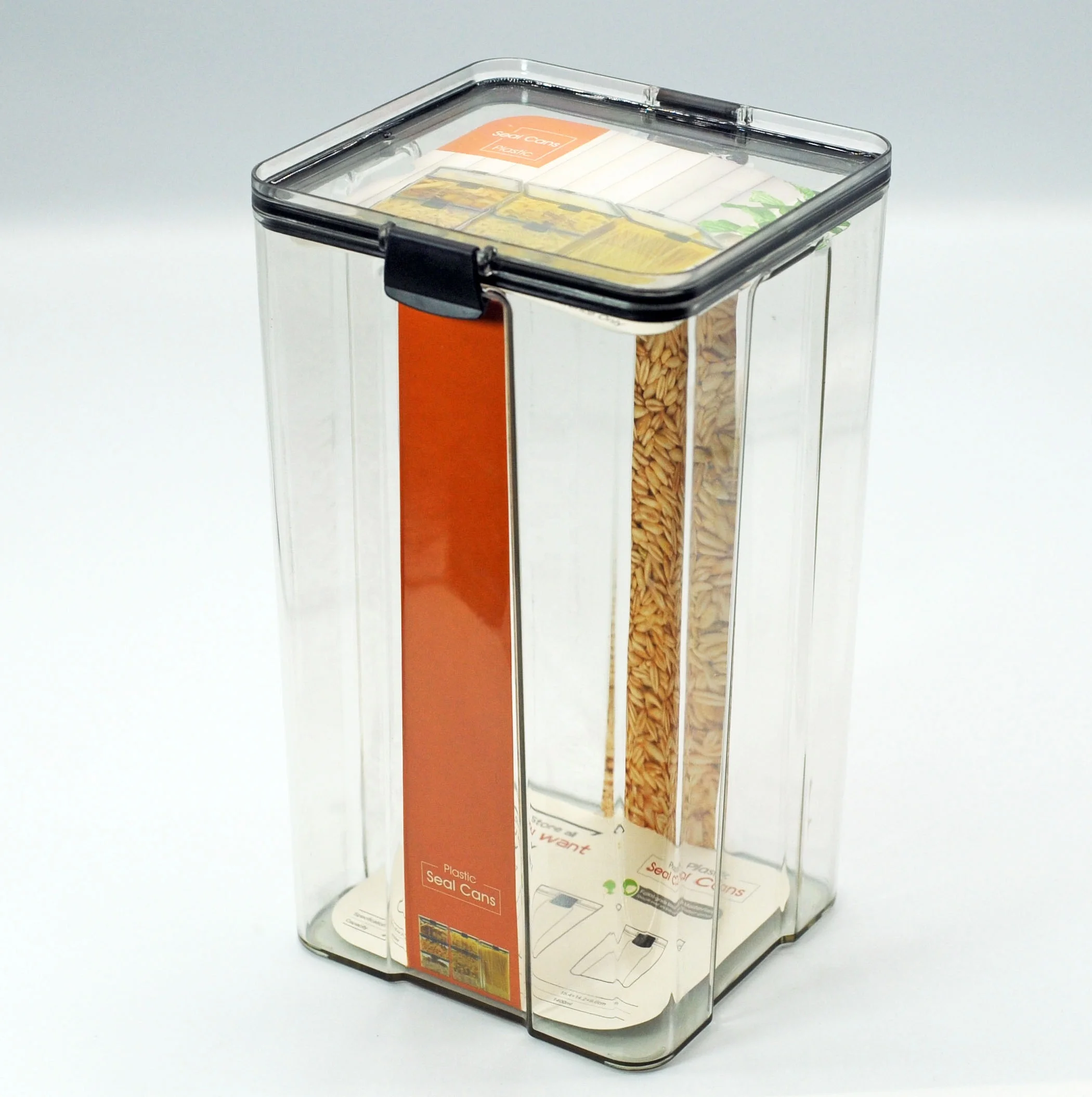 High Clear kitchen airtight plastic cereal food storage containers with lid BPA Free big size large capacity storage boxes