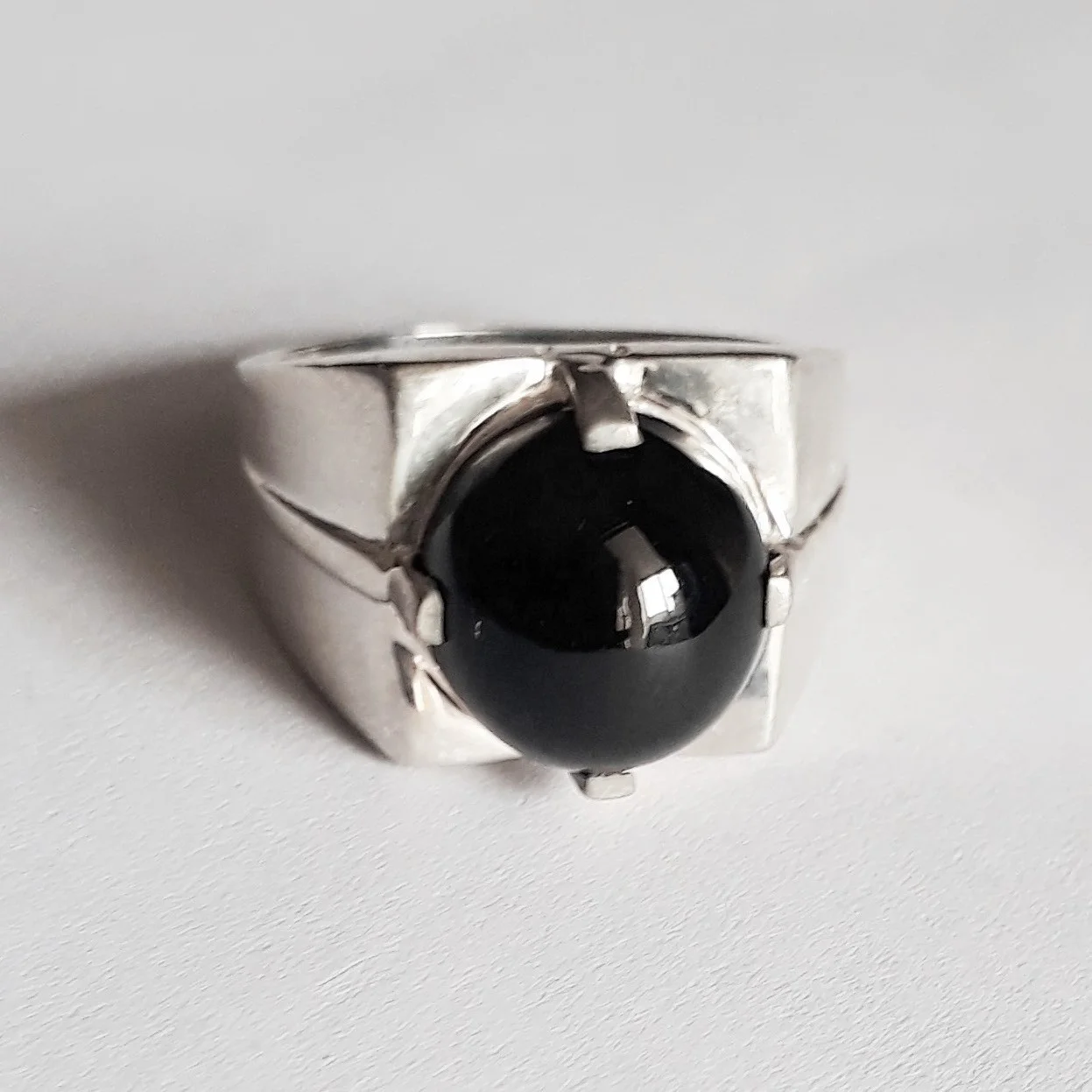 Best Selling Men 925 Sterling Silver Ring Jewelry Men Gemstone Silver Onyx Ring with High Finishing