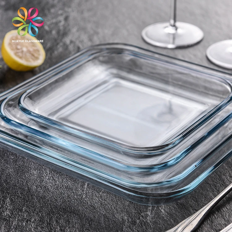 Large Size Rectangle Glass Baking Pan Square plate glass set